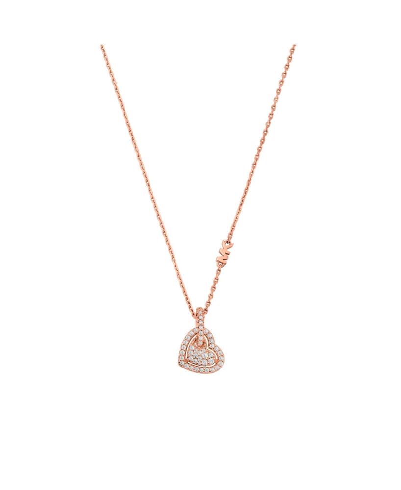 Michael Kors Sterling Silver Pave Heart Pendant Necklace - Rose Gold Cover