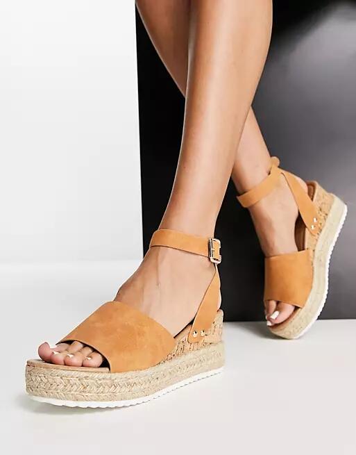 Glamorous espadrille wedge sandals in tan-Brown Cover