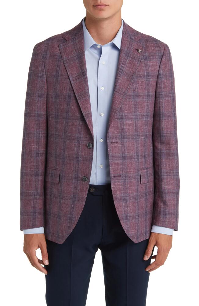 Jack Victor Midland Soft Constructed Plaid Wool & Silk Blend Sport Coat in Berry Cover