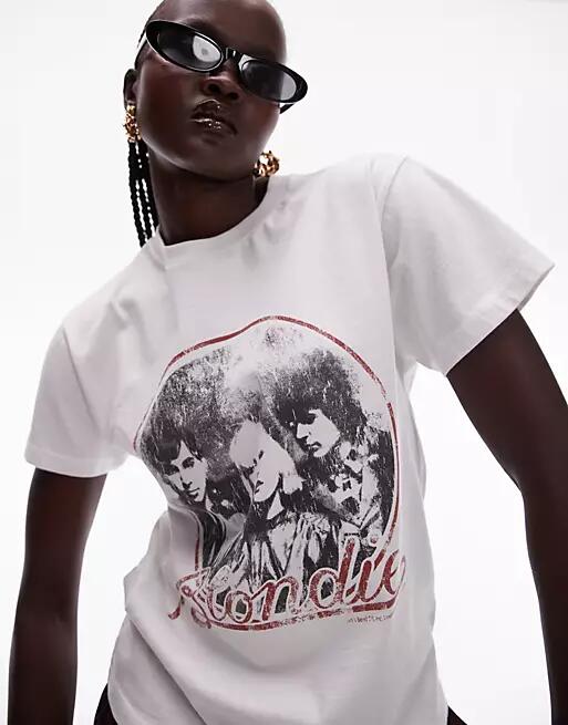 Topshop licensed graphic Blondie shrunken tee in ecru-White Cover