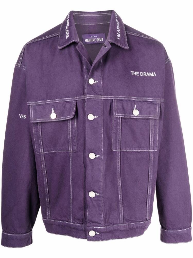 Etudes logo-embroidered denim jacket - Purple Cover