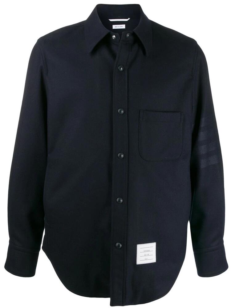 Thom Browne flannel tonal 4-Bar shirt jacket - Blue Cover