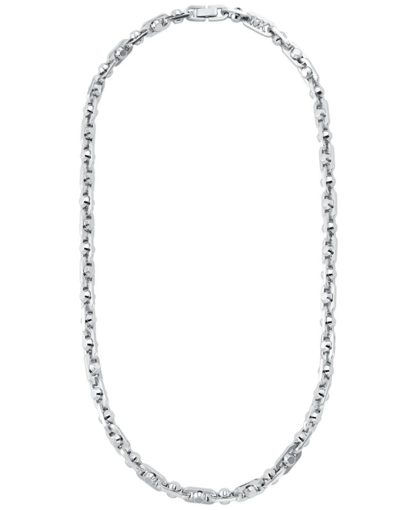 Michael Kors Rhodium-Plated Brass Astor Link Unisex Chain Necklace - Silver Cover