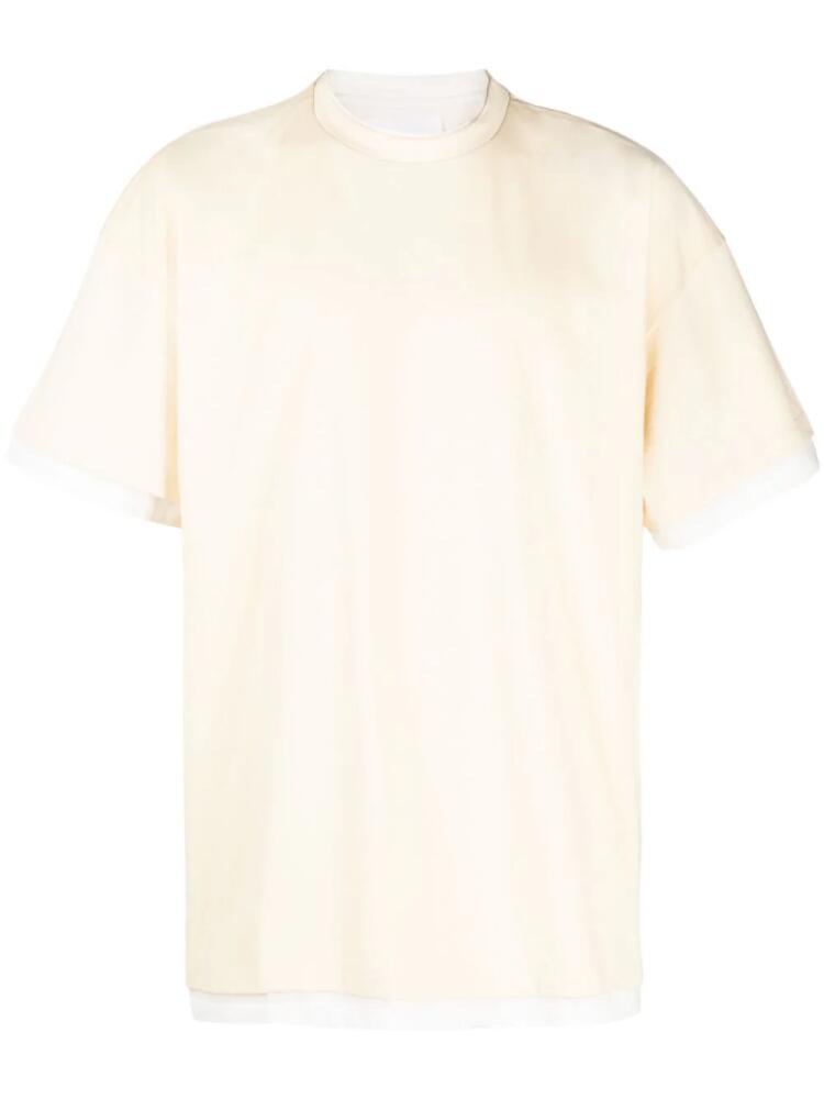 Jil Sander logo-print two-tone T-shirt - Yellow Cover