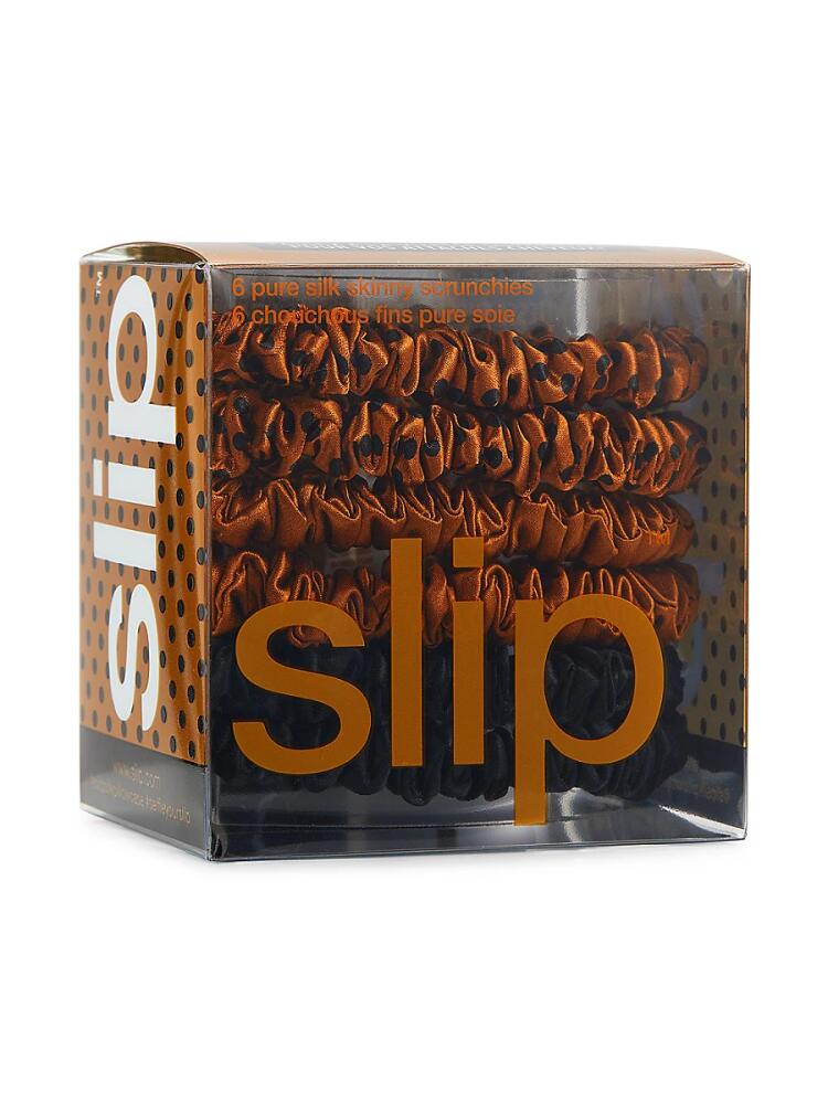 slip Women's Polka Dot 6-Pack Skinny Silk Scrunchies - Bronze Cover