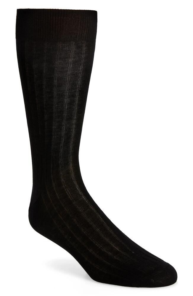 Canali Cotton Rib Dress Socks in Black Cover