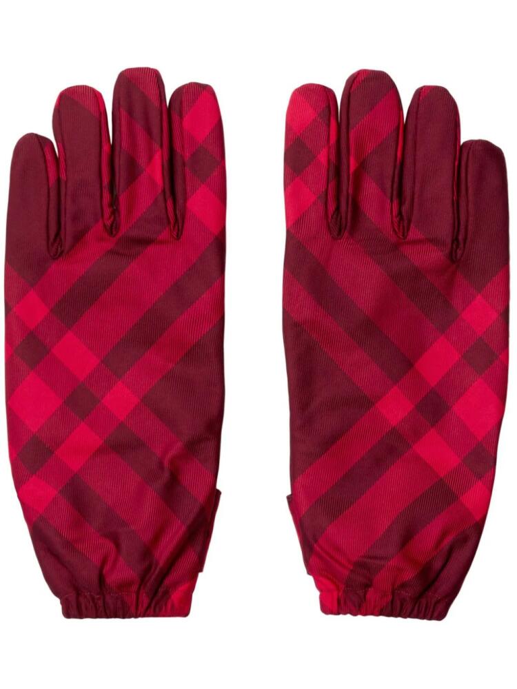 Burberry check-pattern twill gloves - Red Cover