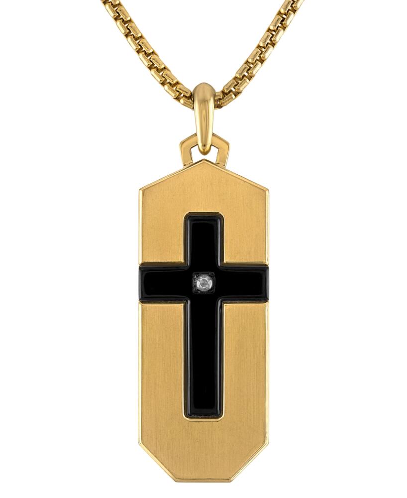 Bulova Gold-Tone & Black Ip Stainless Steel Diamond-Accent Cross 26" Pendant Necklace - Gold Tone Cover