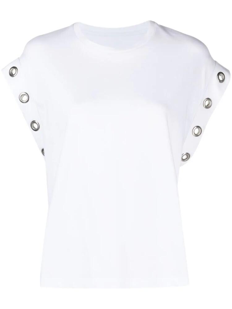 Maje eyelet-detail cotton T-shirt - White Cover