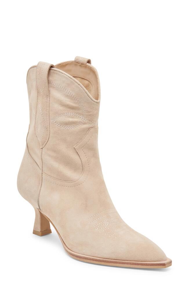 Dolce Vita Angel Pointed Toe Western Boot in Dune Suede Cover