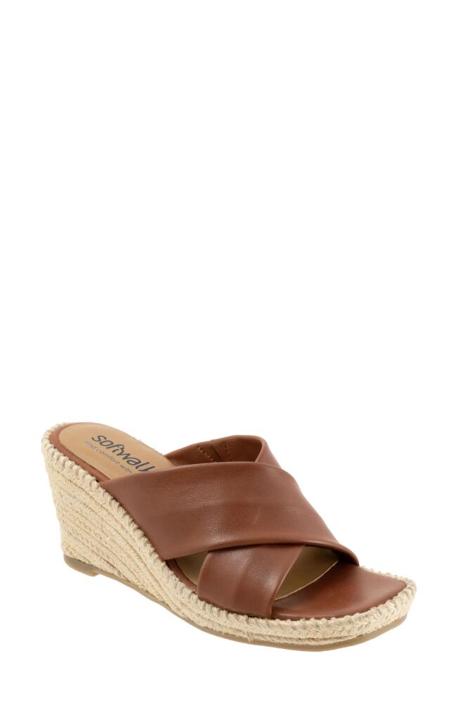 SoftWalk Hastings Espadrille Platform Wedge Slide Sandal in Cognac Cover