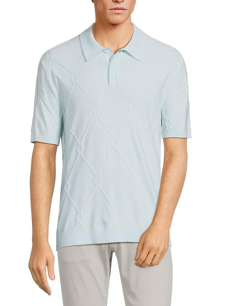 Tahari Men's Piped Polo Sweater - Sky Blue Cover