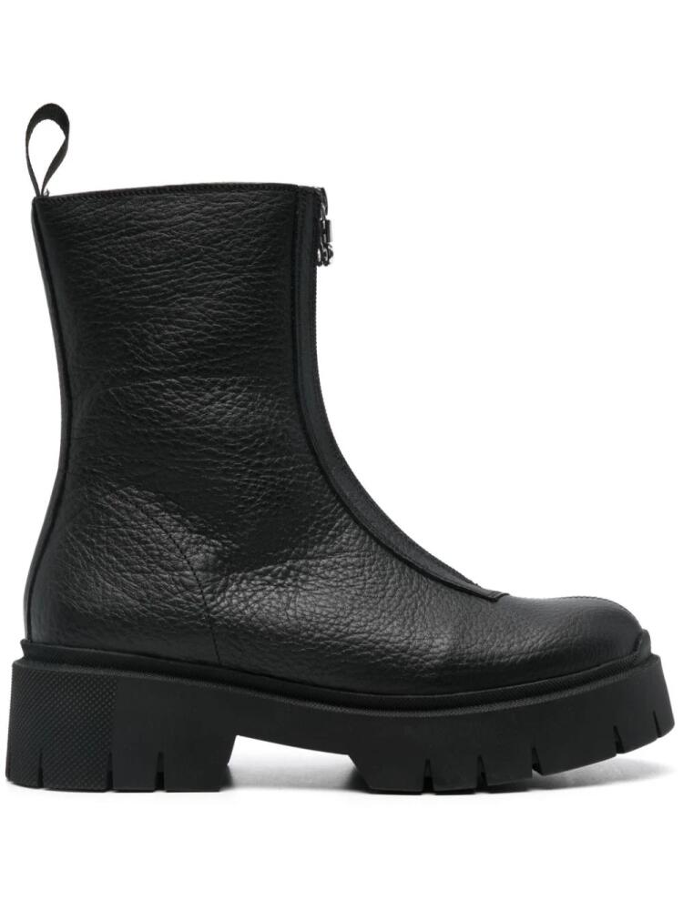 HUGO front-zip leather ankle boots - Black Cover