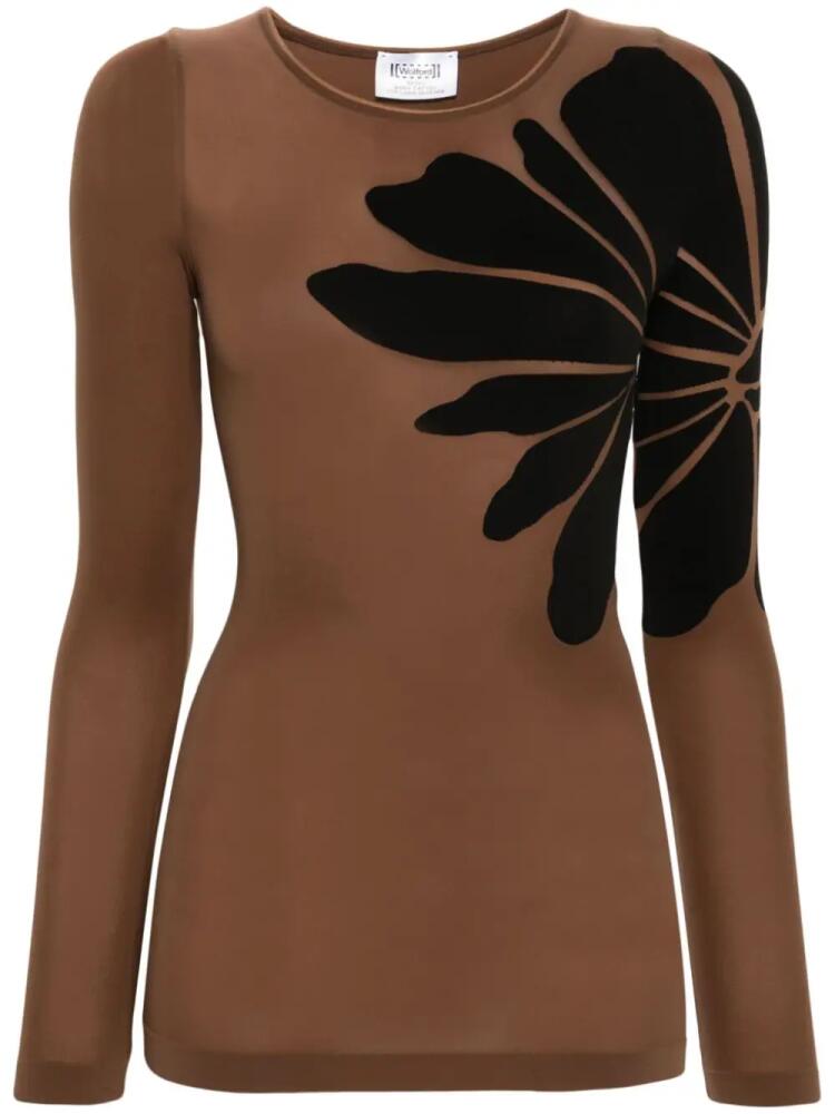 Wolford Body Tattoo semi-sheer top - Brown Cover