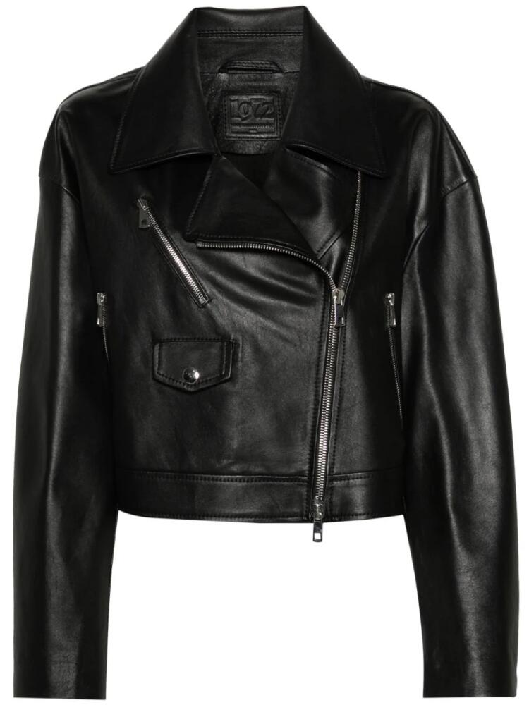 Desa 1972 off-centre-fastening leather jacket - Black Cover