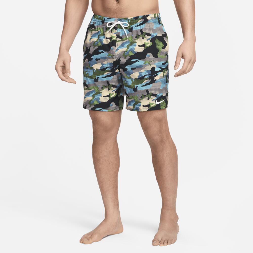 Nike Men's Swim Classic Camo 7" Volley Shorts in Black Cover