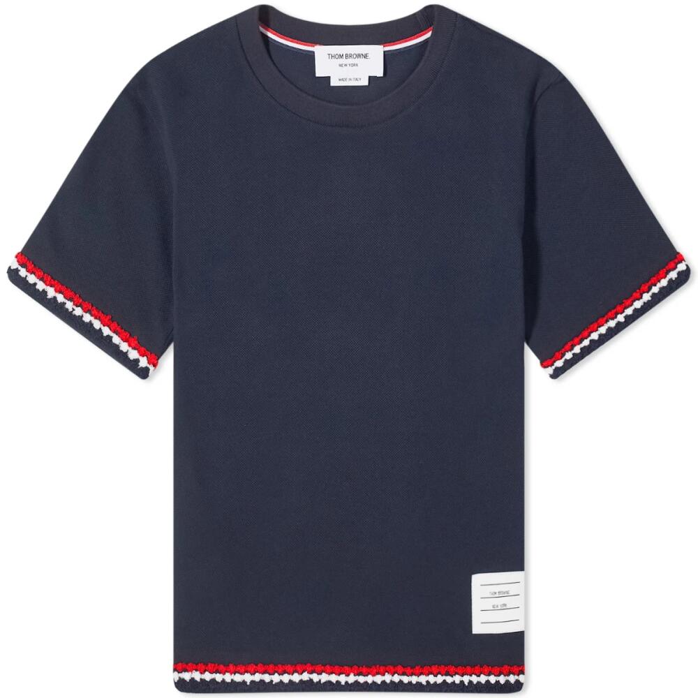 Thom Browne Women's Classic Pique RWB T-Shirt in Navy Cover