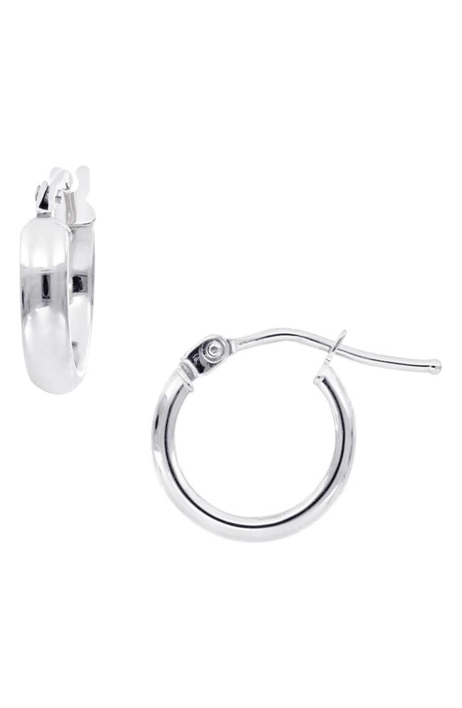 Bony Levy 14K Gold Beveled Edge Huggie Hoop Earrings in White Gold Cover