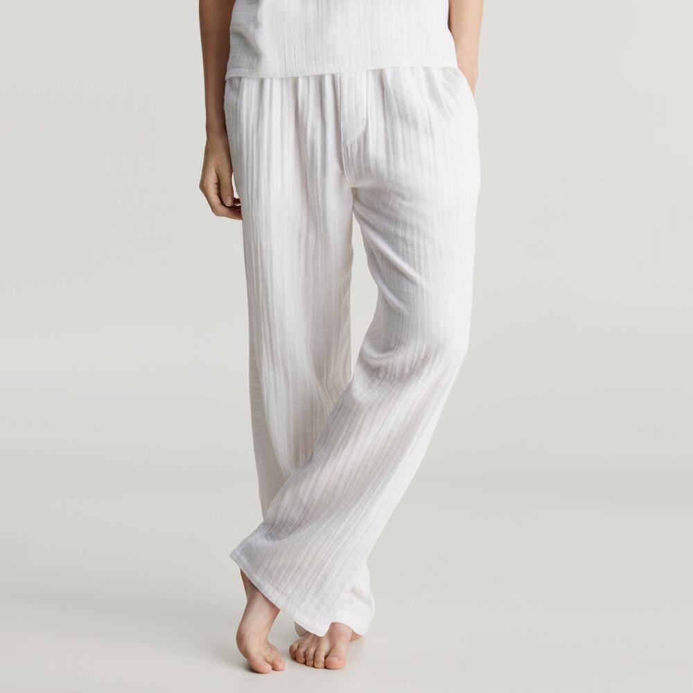 Calvin Klein Textured Cotton-Gauze Sleep Pants Cover