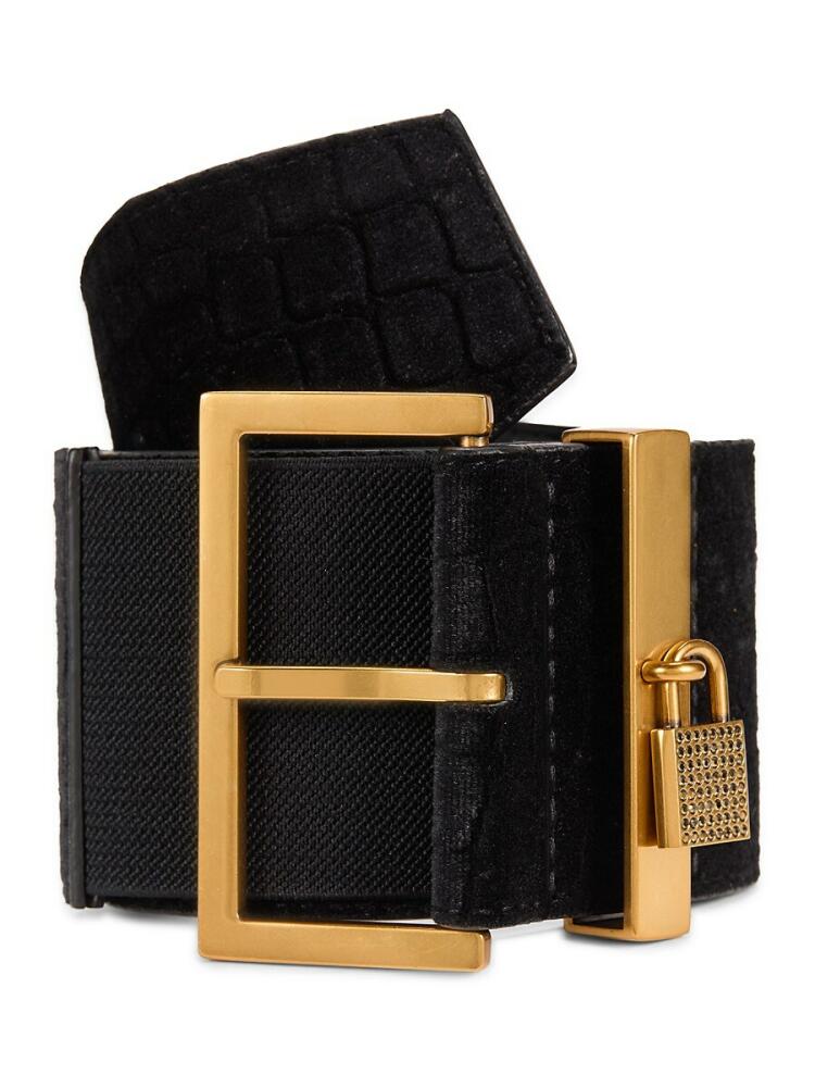 Kurt Geiger London Women's Croc-Effect Waist Belt - Black Antique Cover