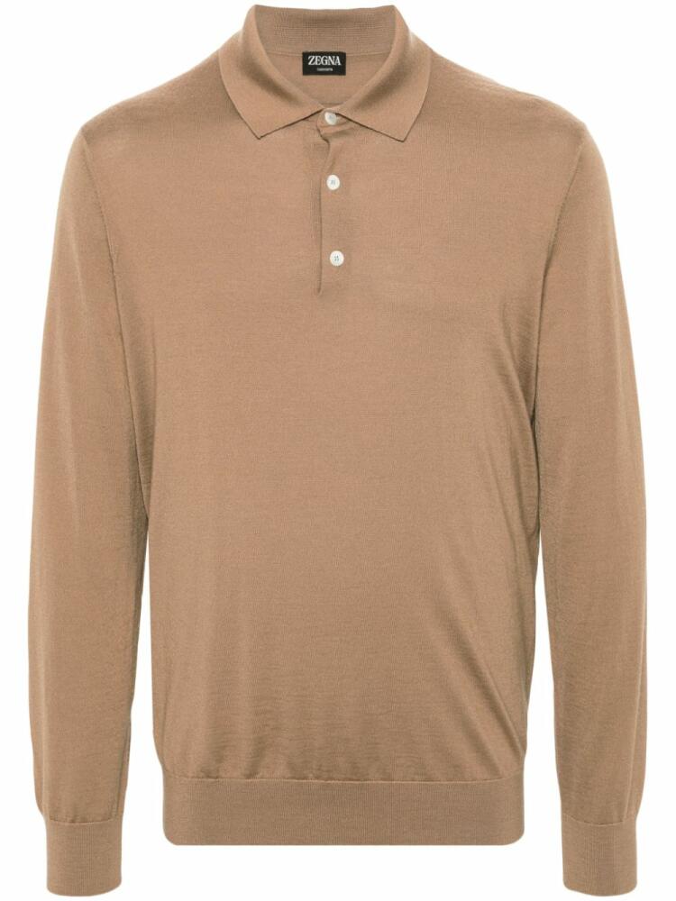 Zegna fine-knit polo shirt - Brown Cover