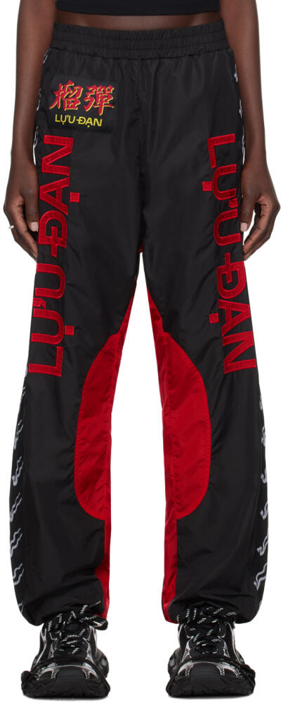 LU'U DAN Black & Red Shell Track Pants Cover