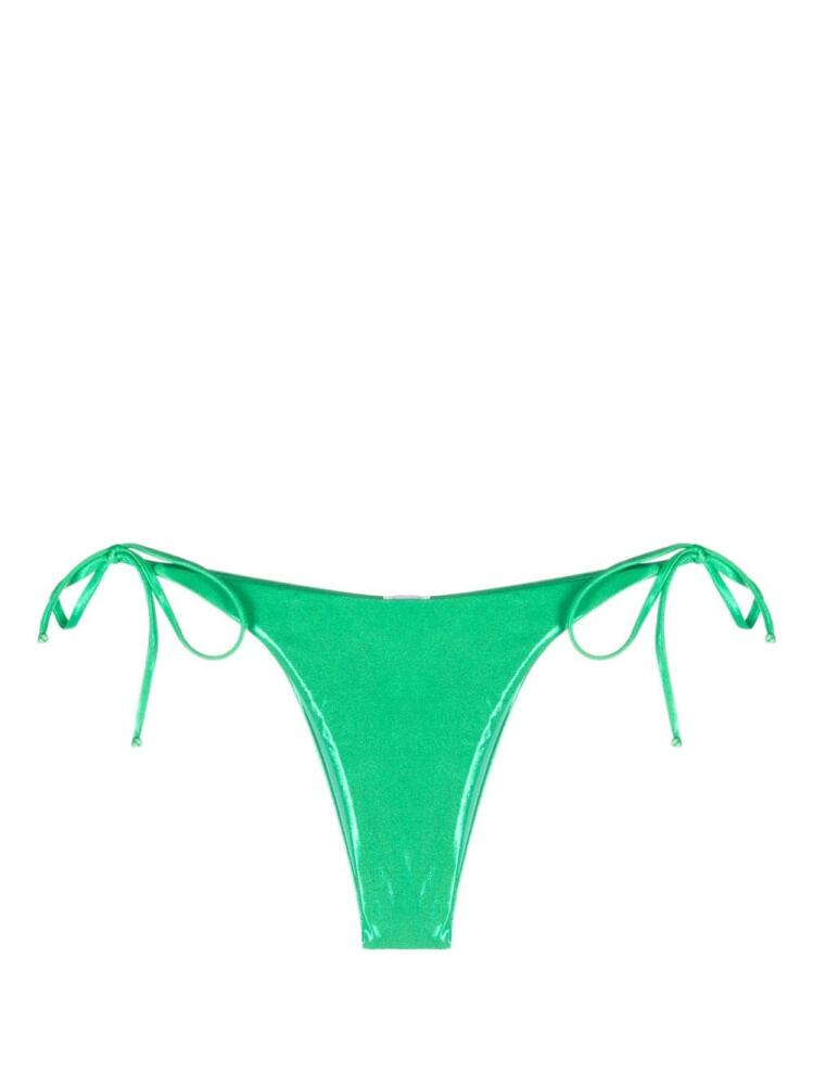 Moschino logo-patch side-tie bikini bottoms - Green Cover