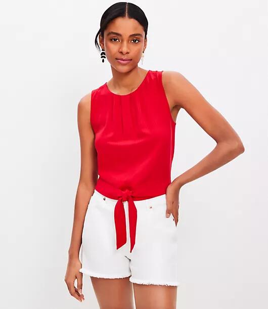 Loft Petite Pleated Tie Waist Bubble Tank Top Cover