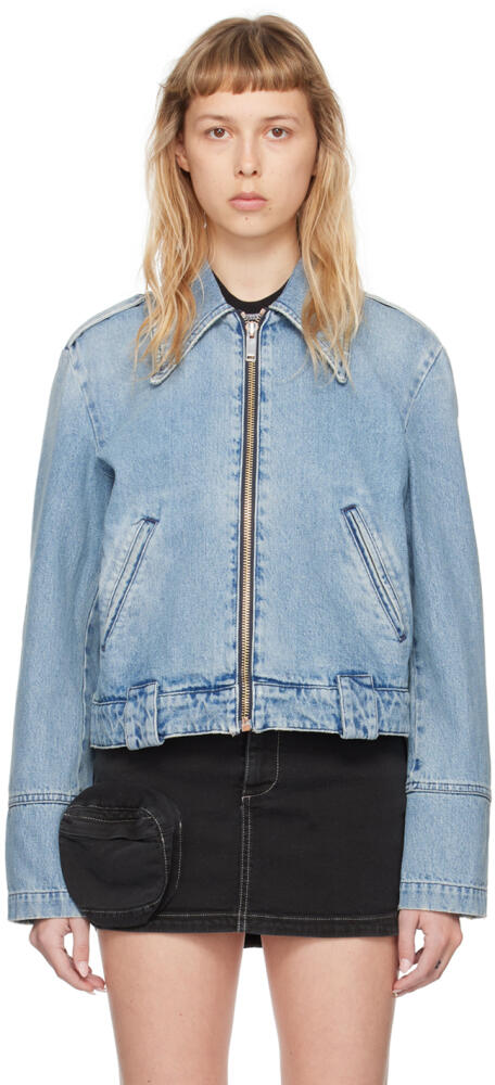 HALFBOY Blue Oversized Denim Biker Jacket Cover