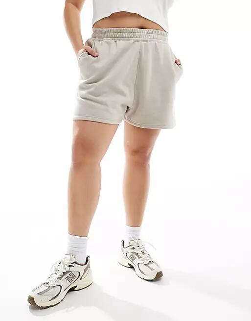 Kaiia Plus sweat shorts in stone - part of a set-Neutral Cover