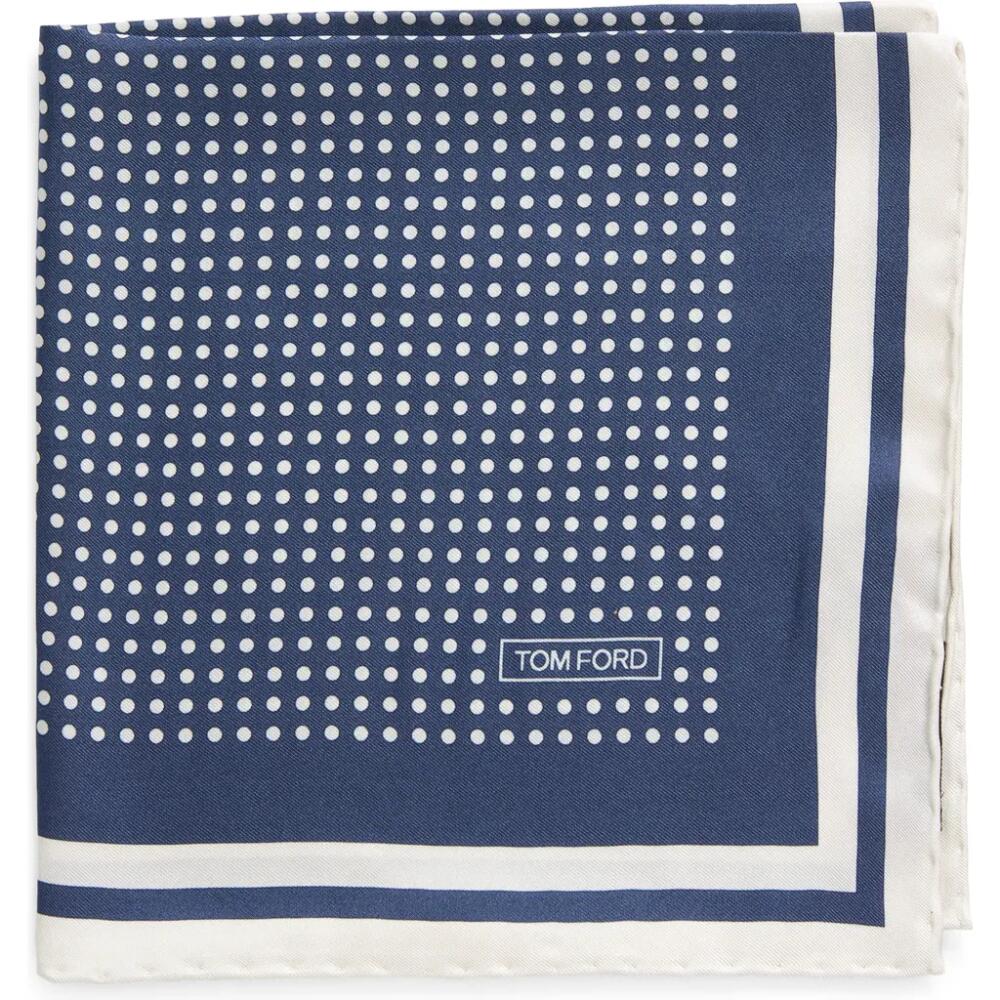 TOM FORD Dot Print Silk Pocket Square in Hb555 Avian Blue Cover