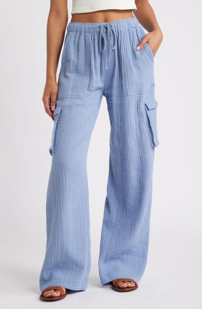 Roxy Precious Cargo Cotton Drawstring Pants in Infinity Blue Cover