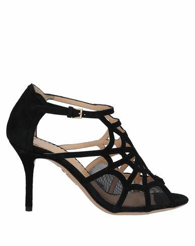 Charlotte Olympia Woman Sandals Black Soft Leather, Textile fibers Cover