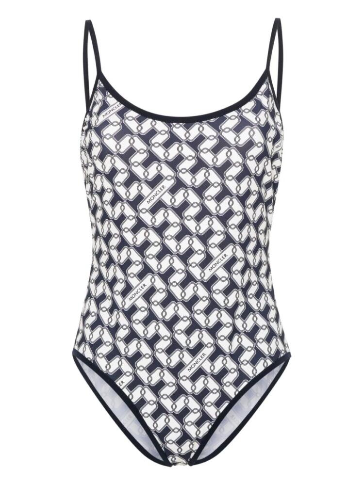 Moncler chain-link print swimsuit - Blue Cover