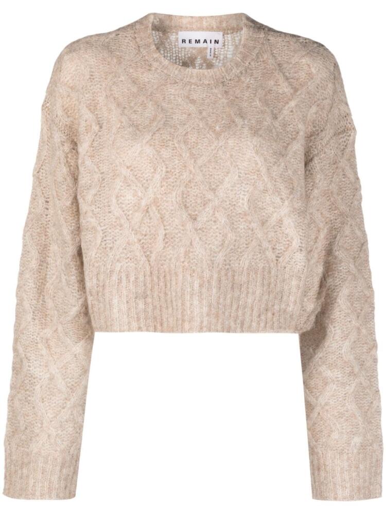 REMAIN cable-knit cropped wool blend jumper - Neutrals Cover