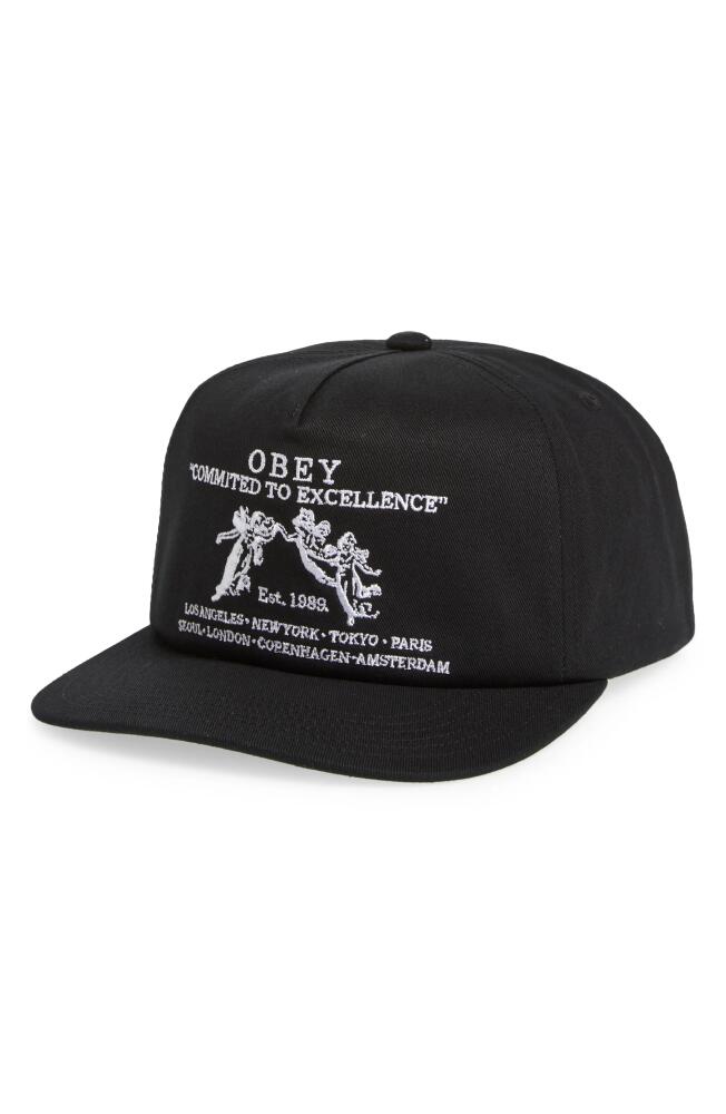 Obey Committed To Excellence Snapback Baseball Cap in Black Cover