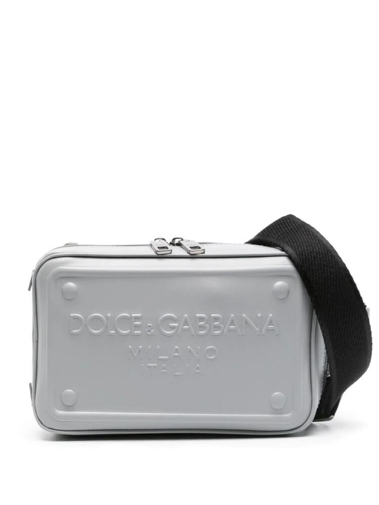 Dolce & Gabbana logo-debossed leather messenger bag - Grey Cover