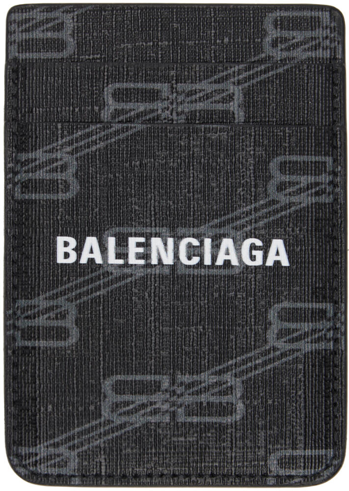 Balenciaga Black Signature Magnet Card Holder Cover