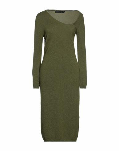 Federica Tosi Woman Midi dress Military green Wool, Cashmere Cover