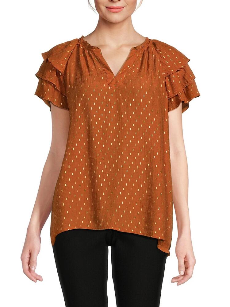 NANETTE nanette lepore Women's Metallic Trim Top - Gingerbread Cover