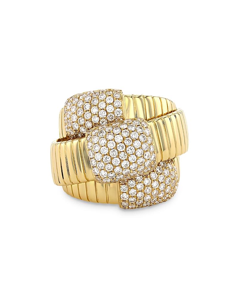 Alberto Milani 18K Yellow Gold Via Mercanti Diamond Tubogas Wrap Ring Cover