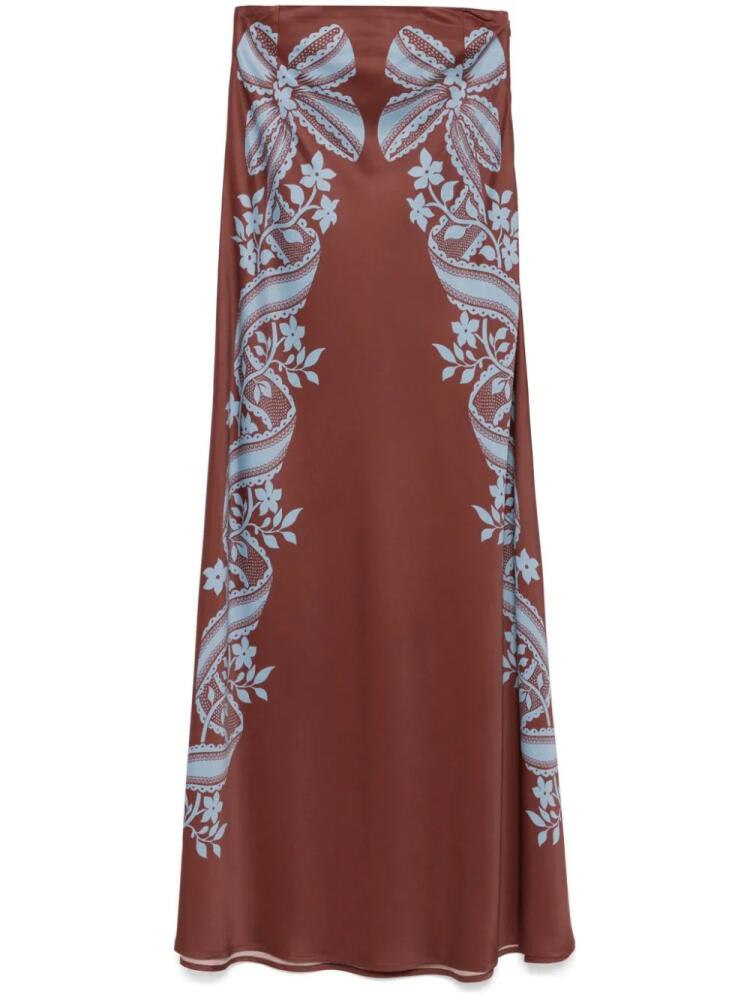 La DoubleJ mix-print midi skirt - Brown Cover