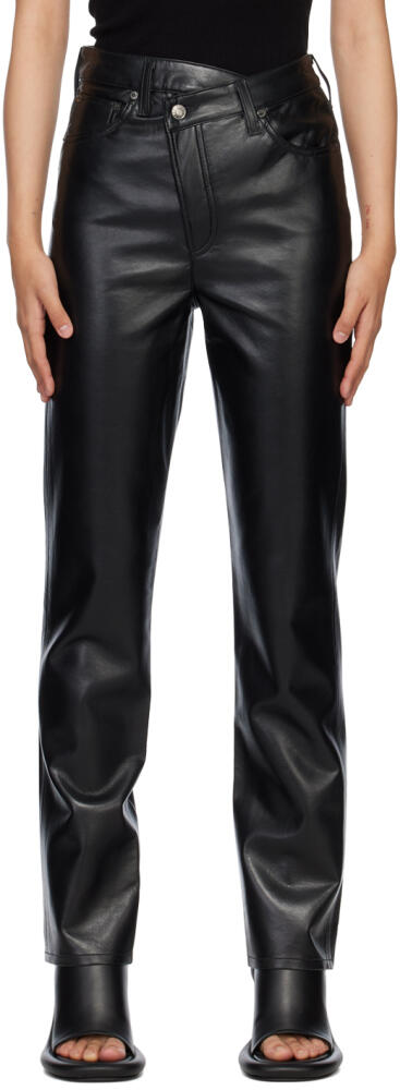 AGOLDE Black Criss Cross Leather Pants Cover