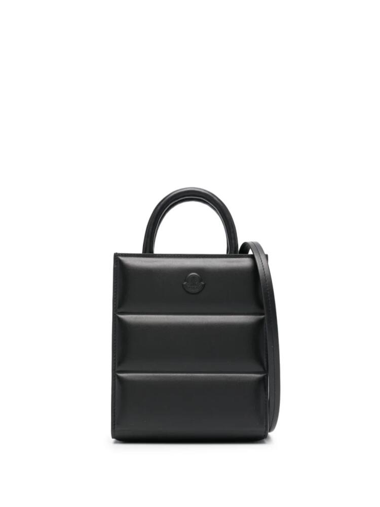 Moncler mini Doudoune leather tote bag - Black Cover