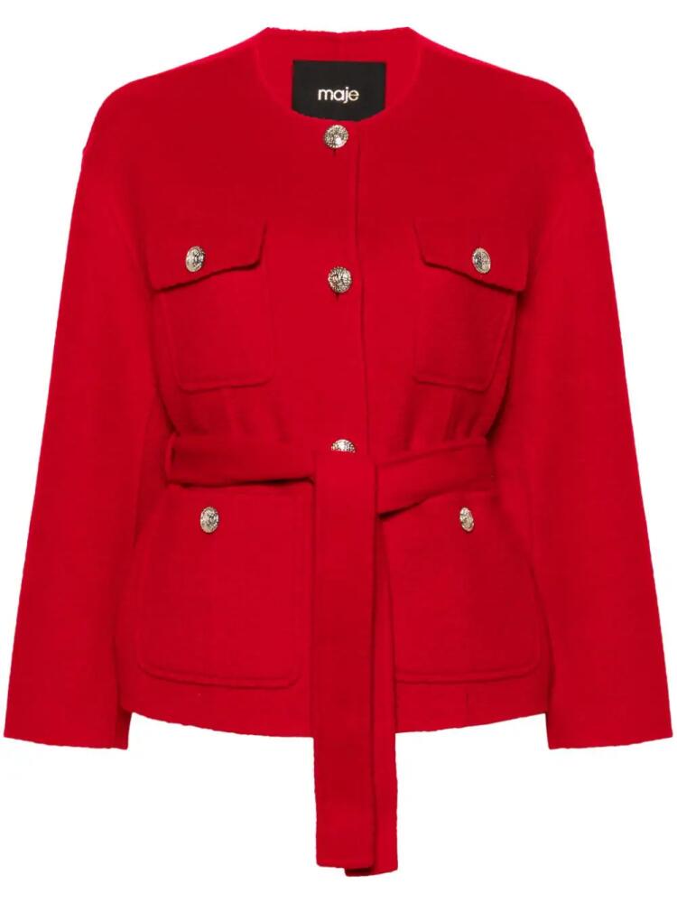 Maje embossed-button jacket - Red Cover