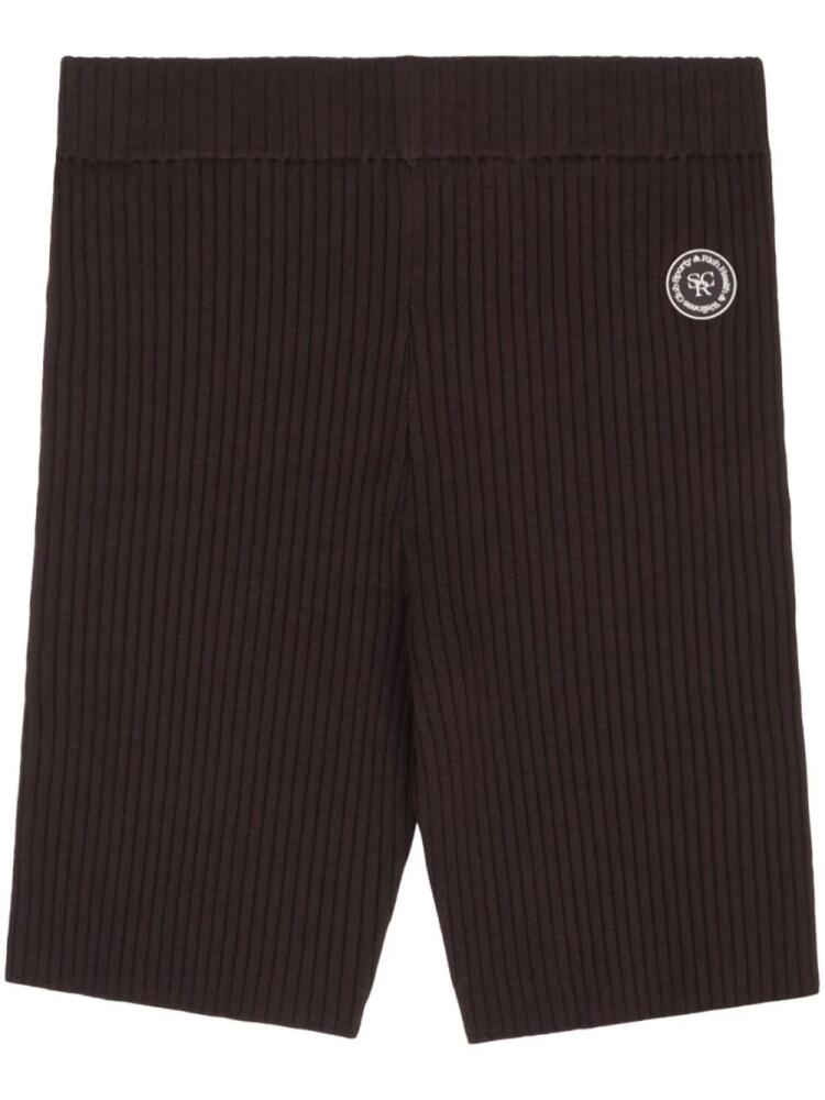 Sporty & Rich logo-patch ribbed biker shorts - Brown Cover