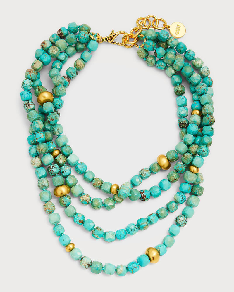 NEST Jewelry Turquoise Magnesite Brushed Accent Necklace Cover