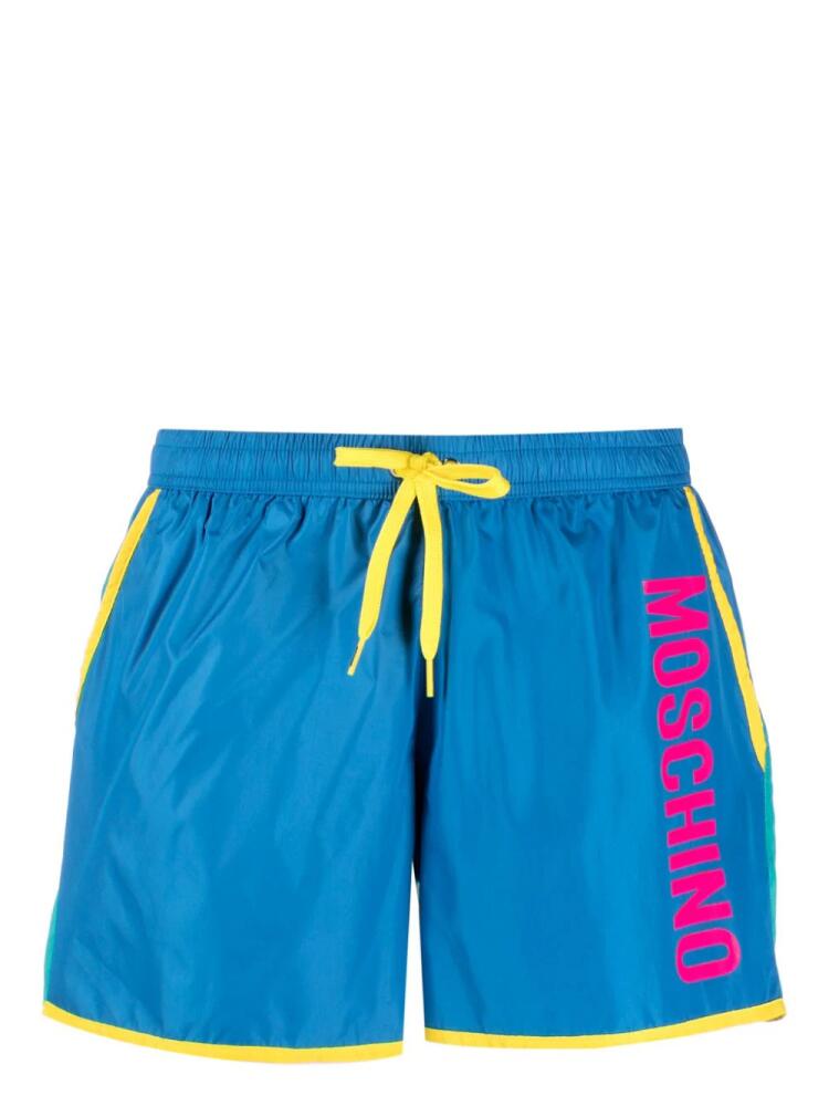 Moschino logo-print colour-block swim shorts - Blue Cover