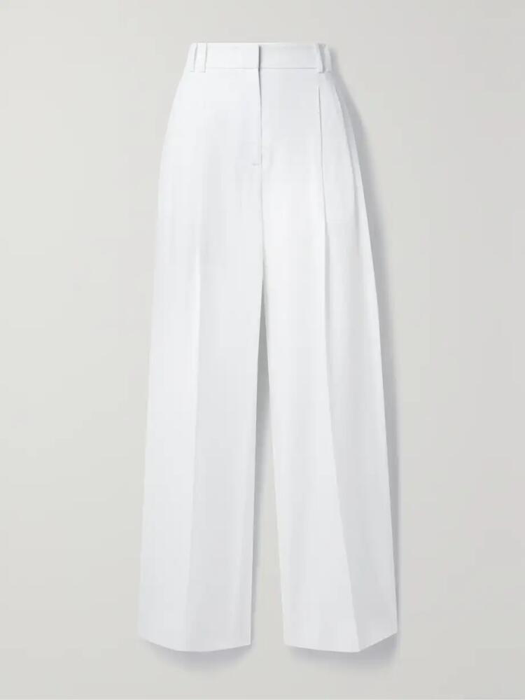 Another Tomorrow - + Net Sustain Pleated Linen Wide-leg Pants - White Cover