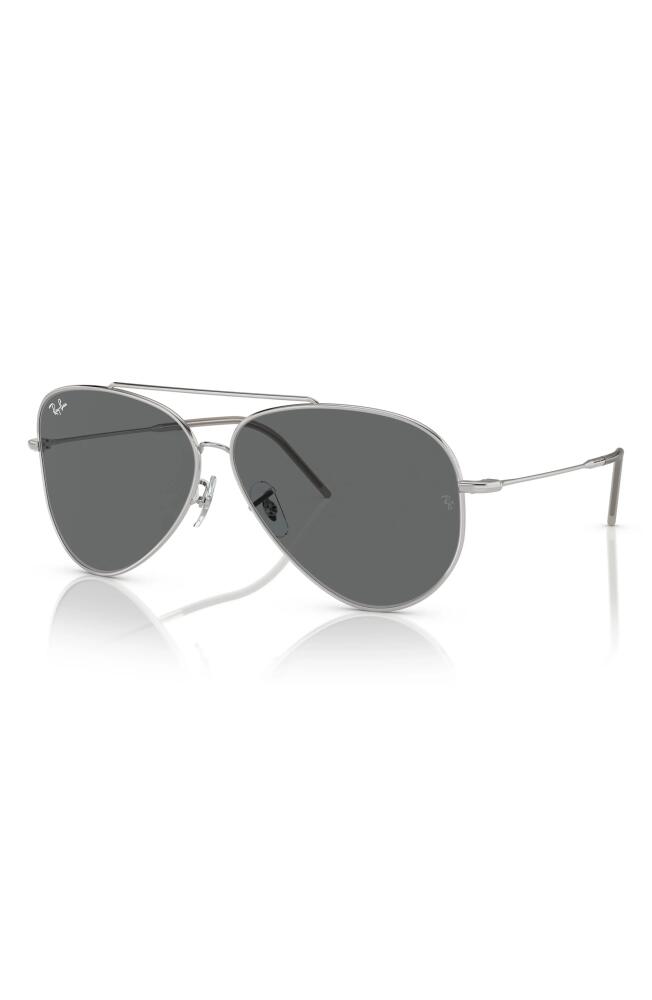 Ray-Ban Reverse 62mm Oversize Aviator Sunglasses in Silver Cover